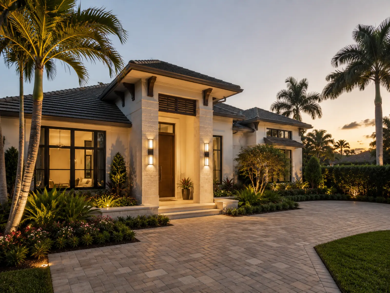 South Florida home exterior in the evening, representative of the properties Erick Vargas reviews for sellers.